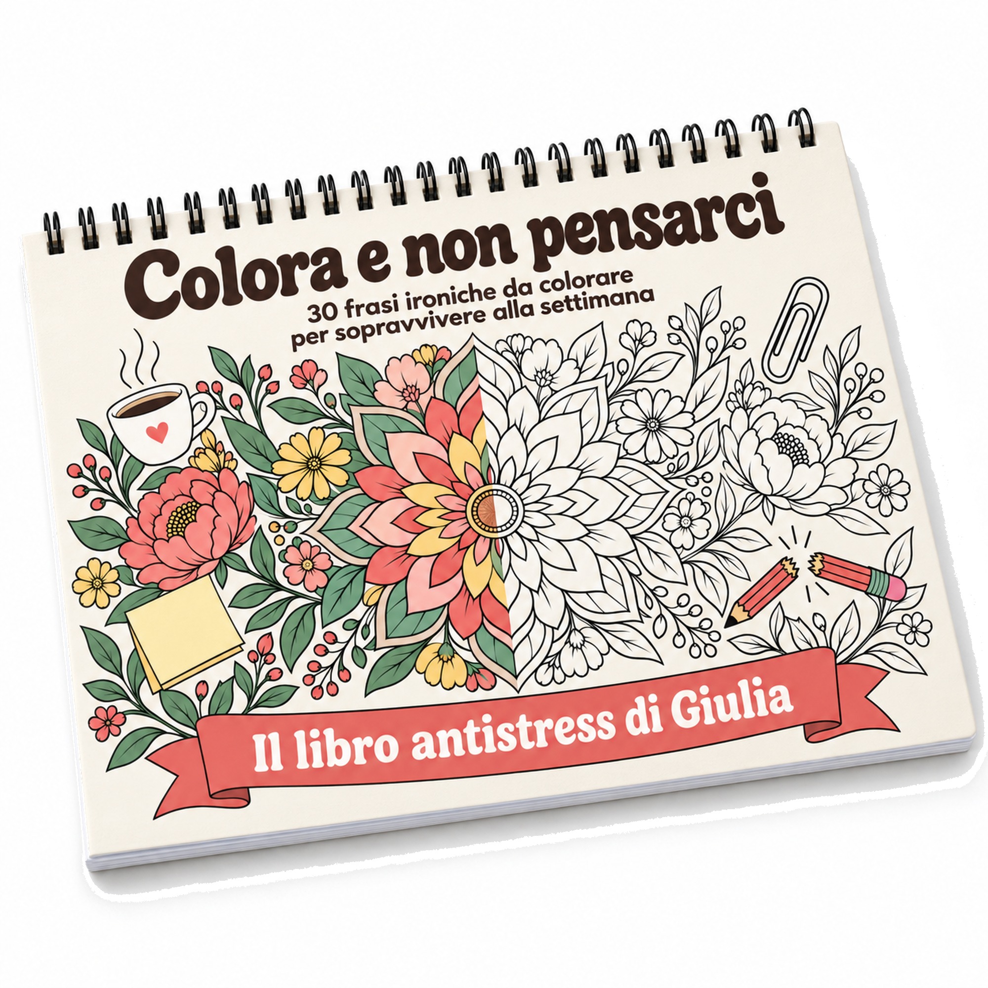 Libro da Colorare Antistress Personalizzato con Frasi Ironiche