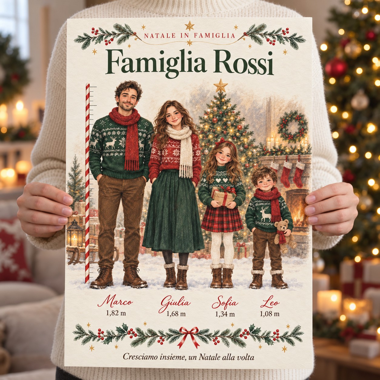 Poster di Natale Famiglia Personalizzato con Nomi e Altezze — 6