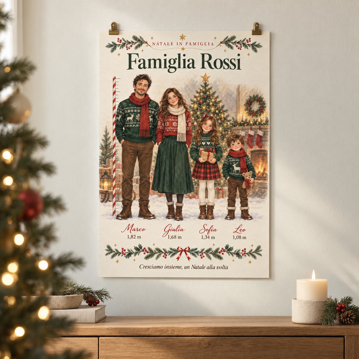 Poster di Natale Famiglia Personalizzato con Nomi e Altezze — 7