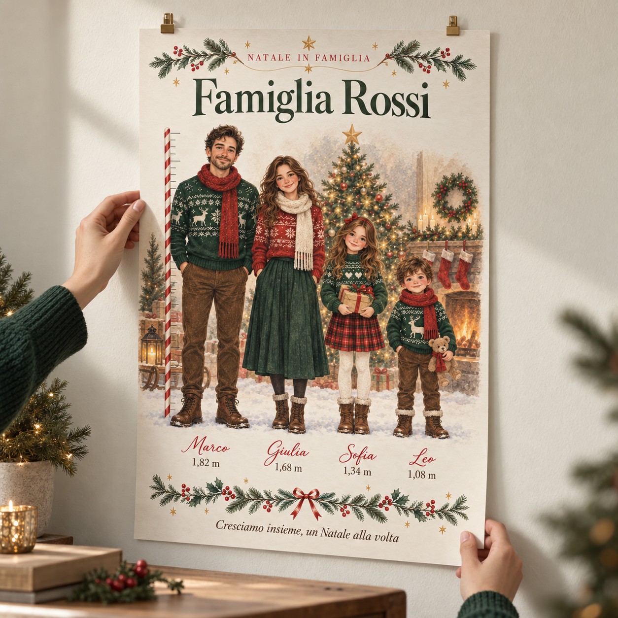 Poster di Natale Famiglia Personalizzato con Nomi e Altezze — 8