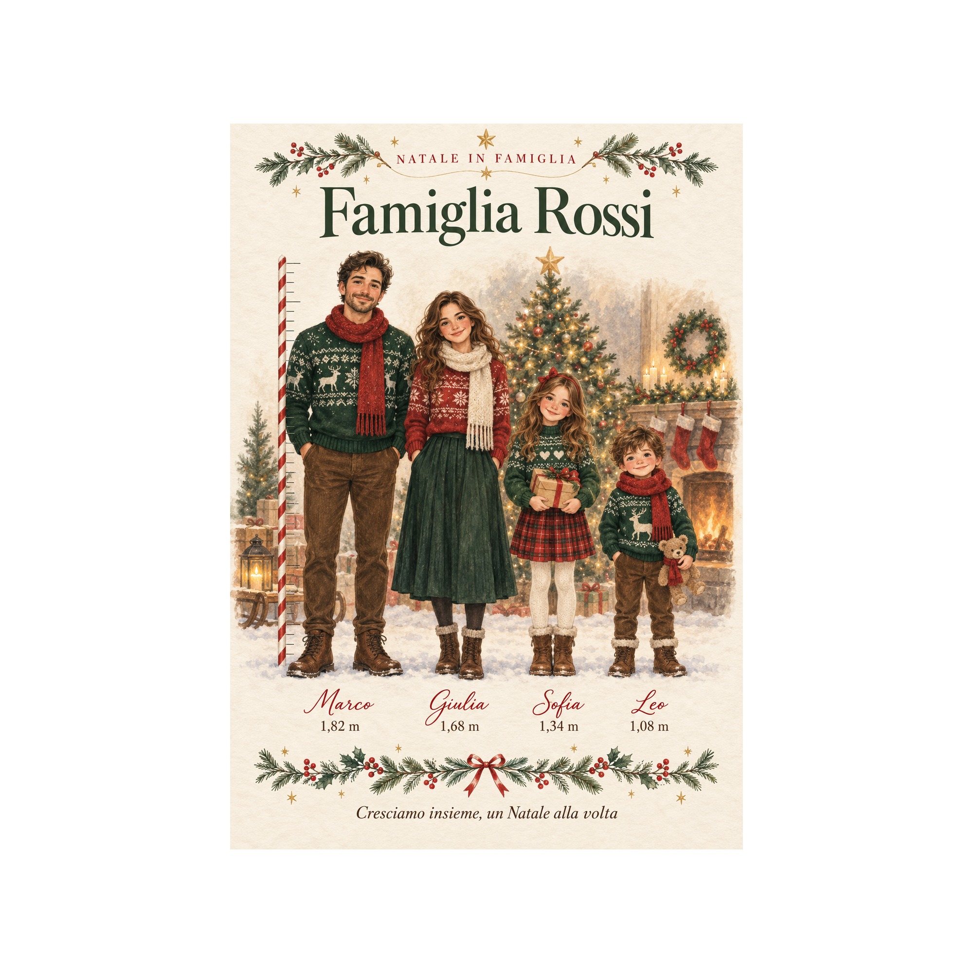 Poster di Natale Famiglia Personalizzato con Nomi e Altezze — 2