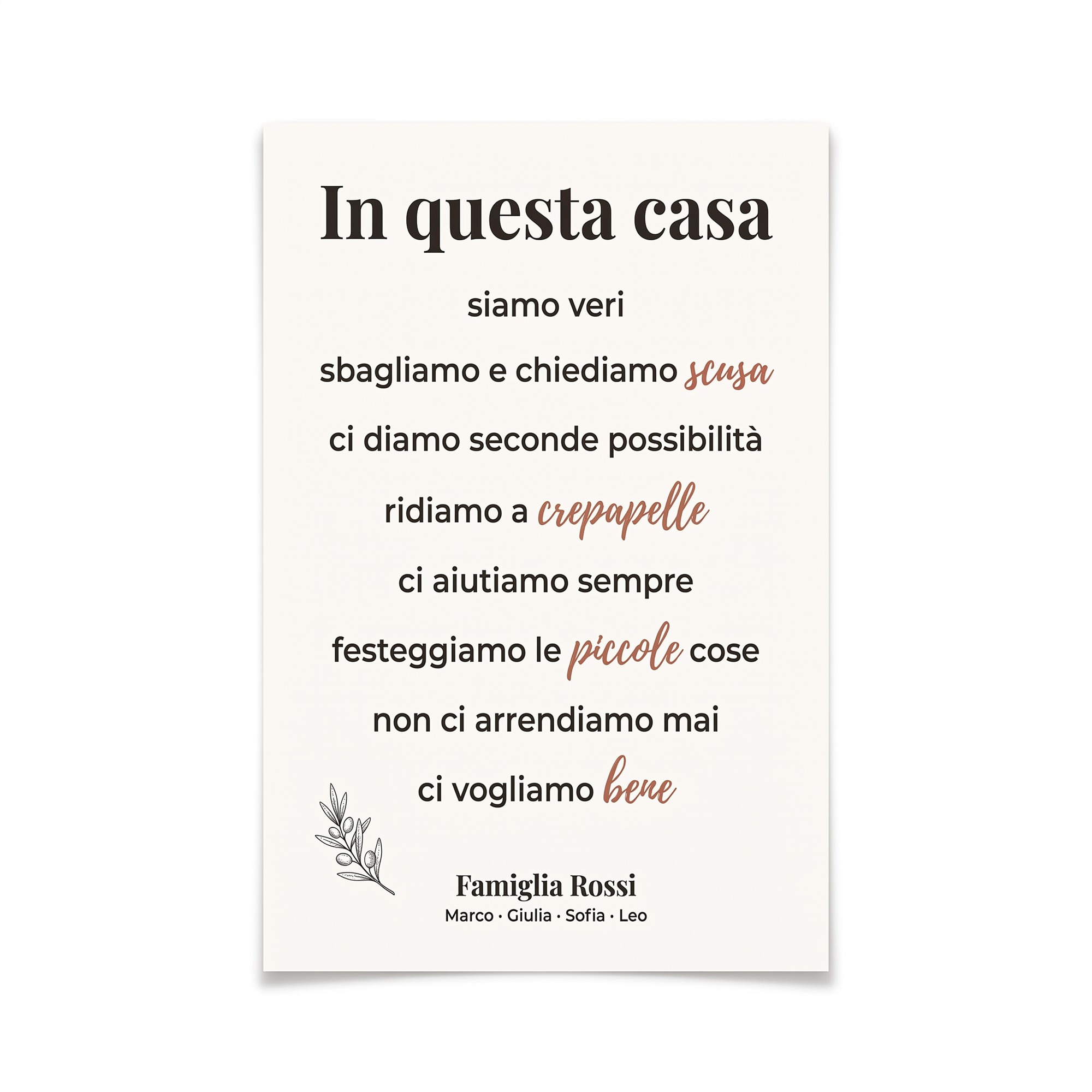 In Questa Casa con Cornice Nera Inclusa