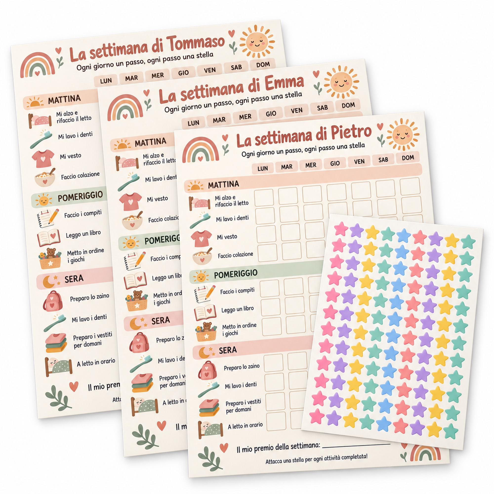 Multipack 3 tabelloni A4 · Arcobaleno boho