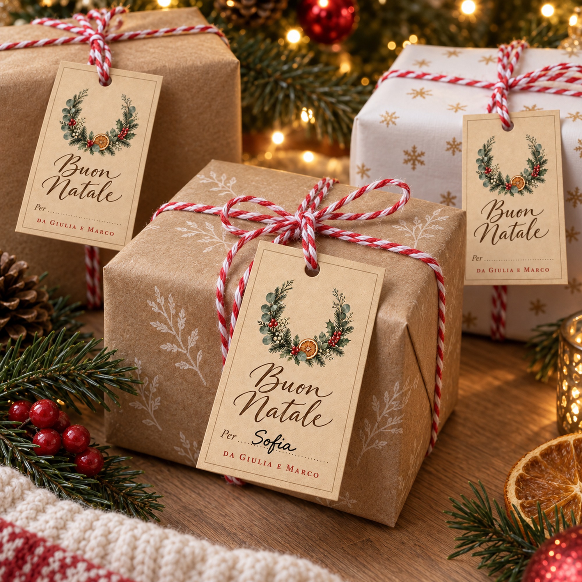 Tag Regalo di Natale Personalizzati con Nome e Spago (60 pz) — 3