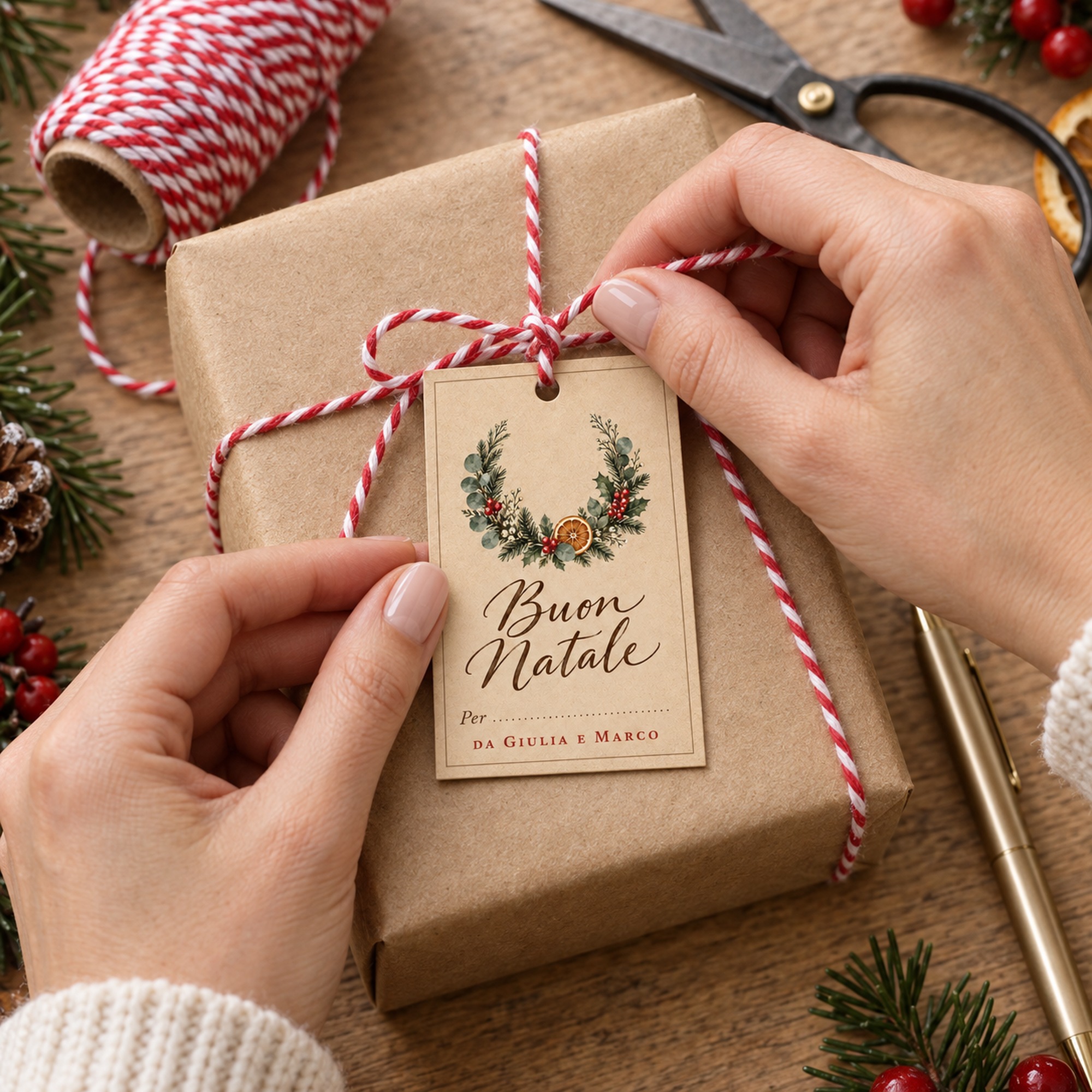 Tag Regalo di Natale Personalizzati con Nome e Spago (60 pz) — 4