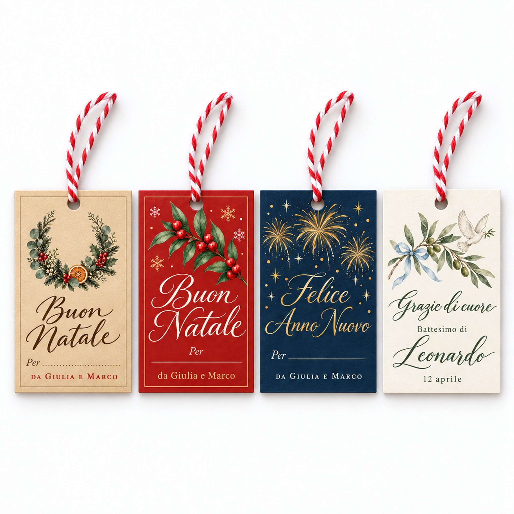 Tag Regalo di Natale Personalizzati con Nome e Spago (60 pz) — 5