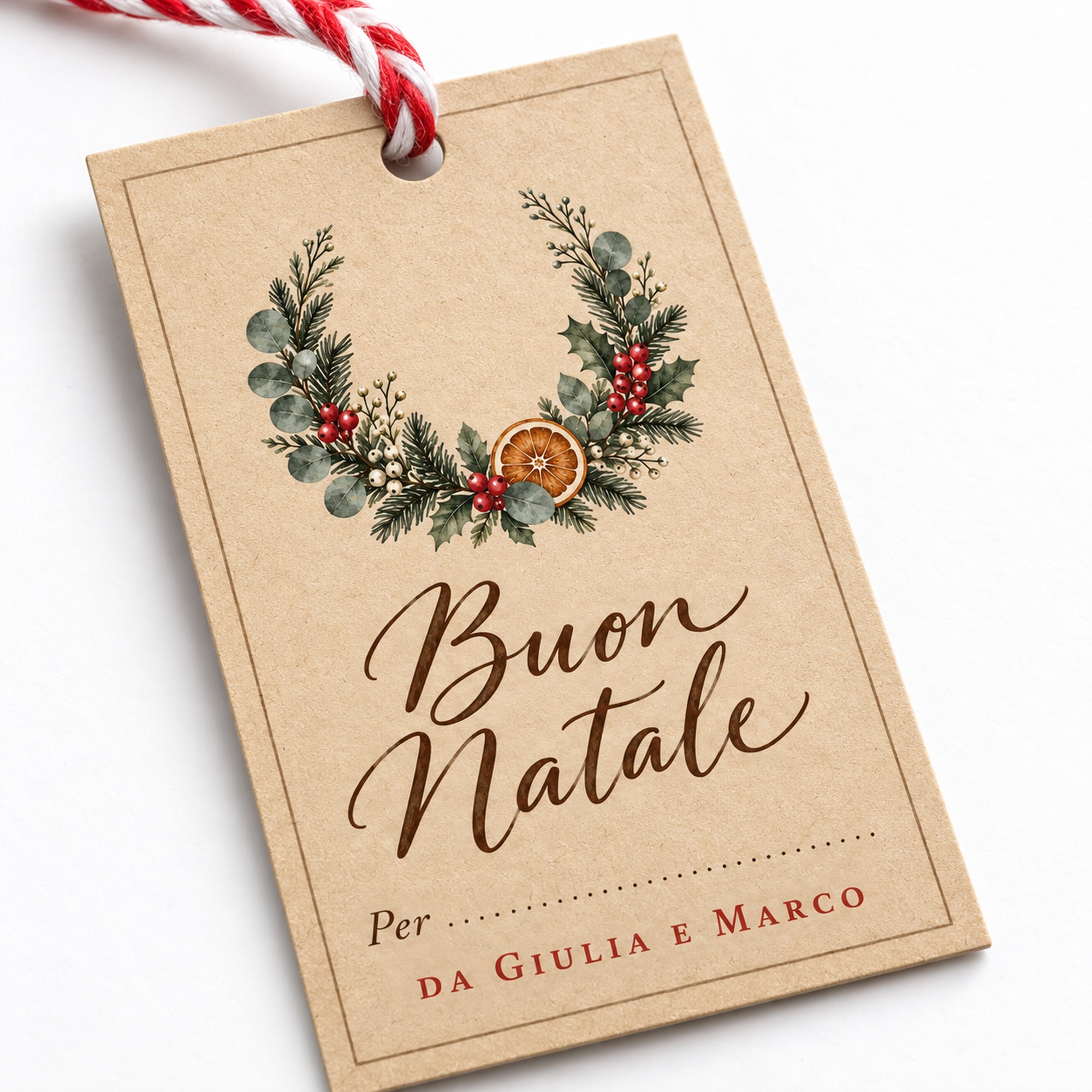 Tag Regalo di Natale Personalizzati con Nome e Spago (60 pz) — 6