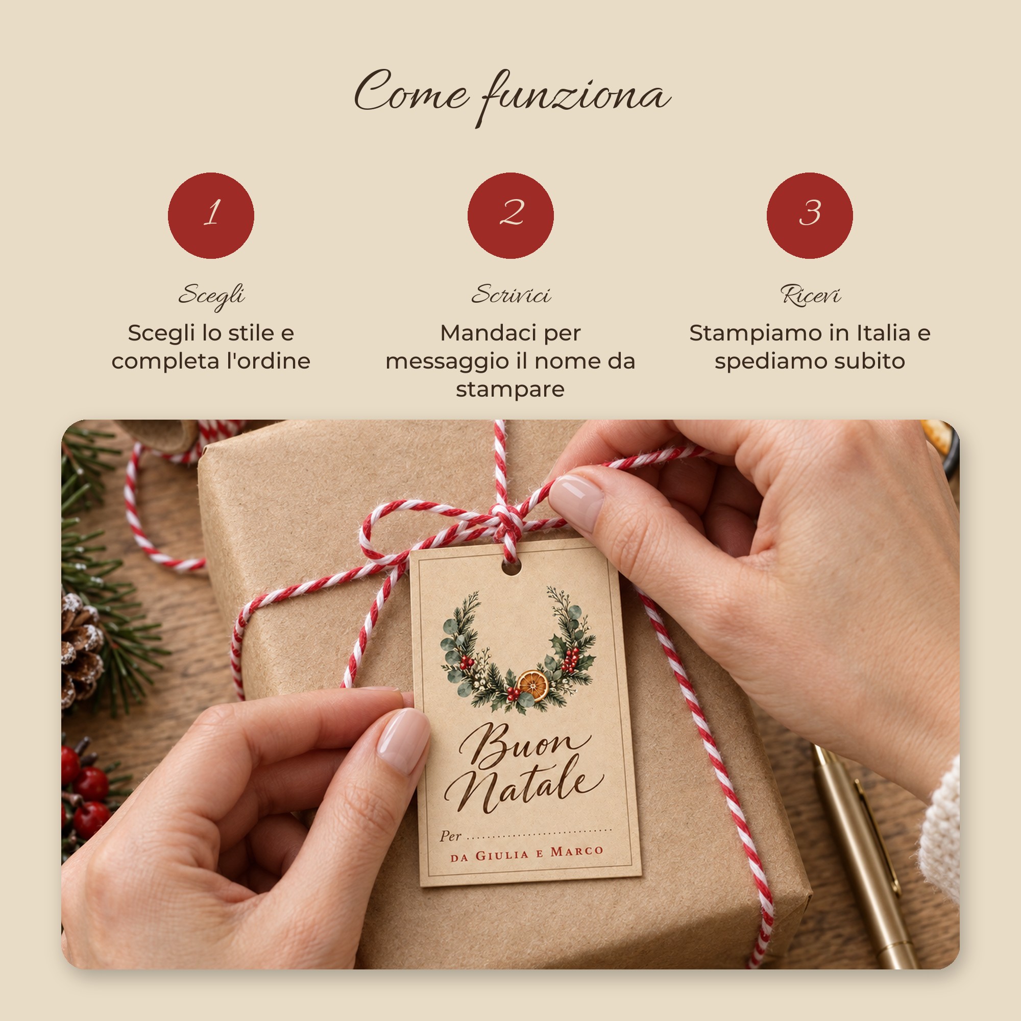 Tag Regalo di Natale Personalizzati con Nome e Spago (60 pz) — 7