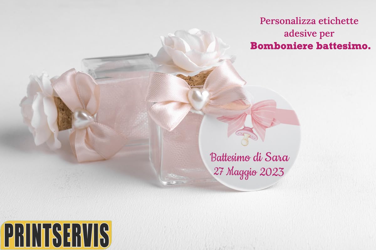 Adesivi battesimo personalizzati con nome e data (100 pz) — 4