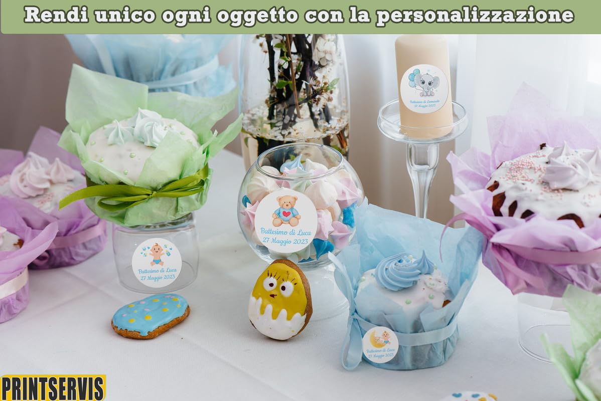 Adesivi battesimo personalizzati con nome e data (100 pz) — 5