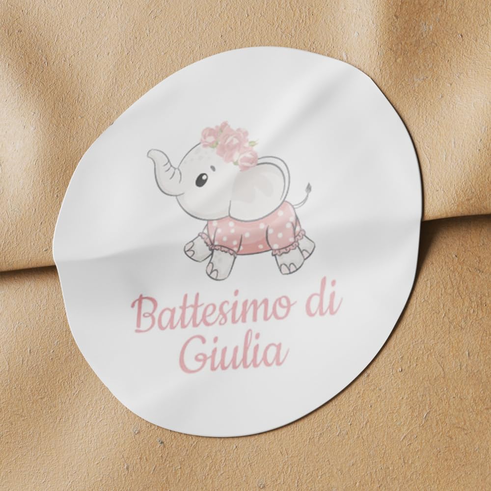 Adesivi bomboniera battesimo con nome e disegno (100 pz) — 2