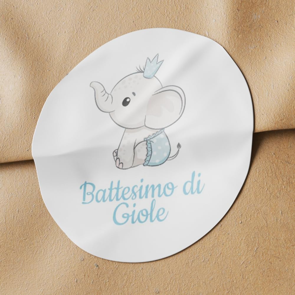 Adesivi bomboniera battesimo con nome e disegno (100 pz) — 3