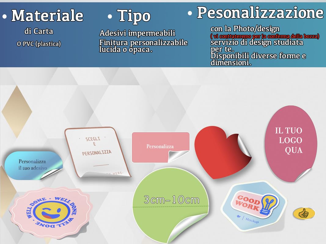 Adesivi in PVC personalizzati ovali verticali (100 pz) — 3