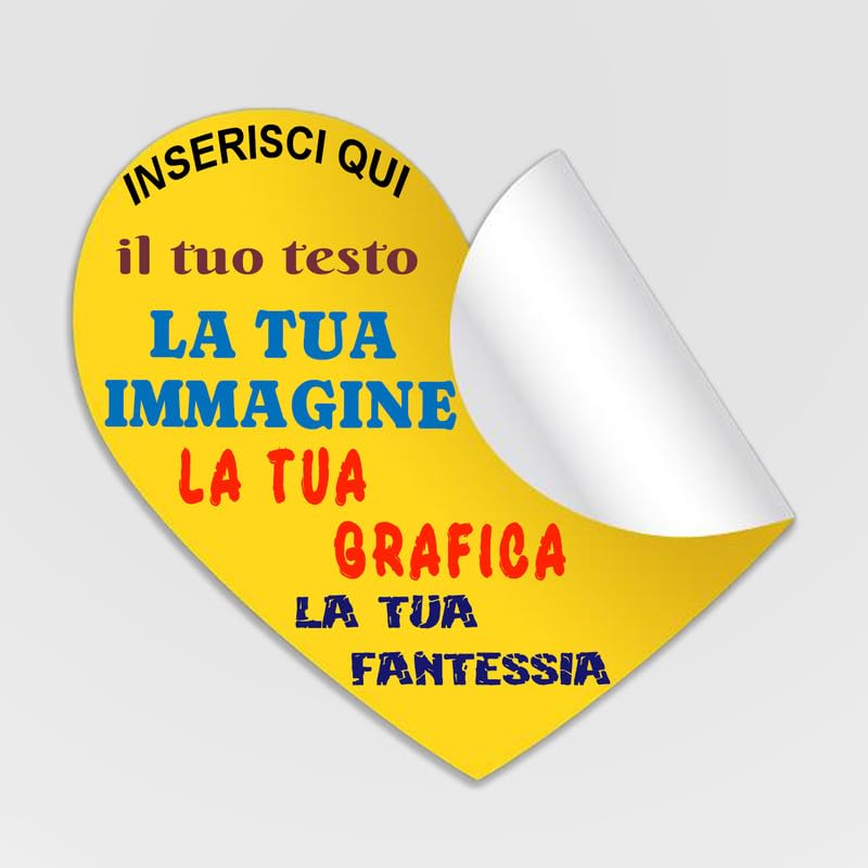 Adesivi personalizzati su carta lucida a cuore (200 pz)