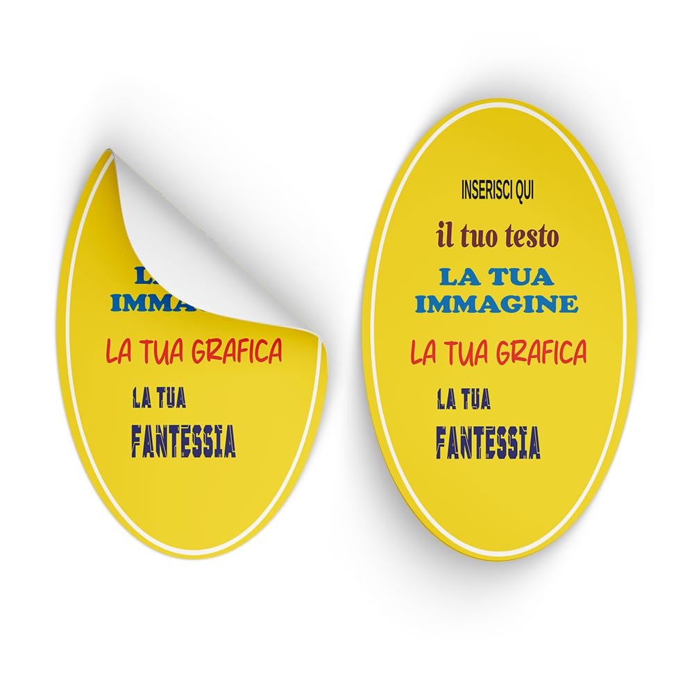 Adesivi personalizzati su carta lucida ovali orizzontali (200 pz)