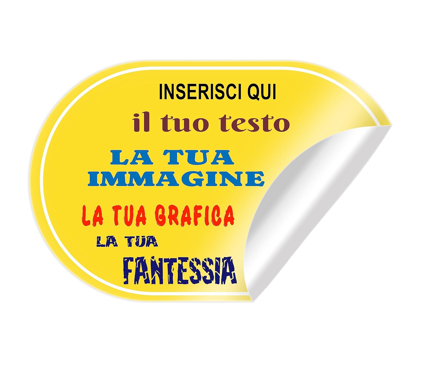 Adesivi personalizzati su carta lucida rettangolari con lato tondo (200 pz)