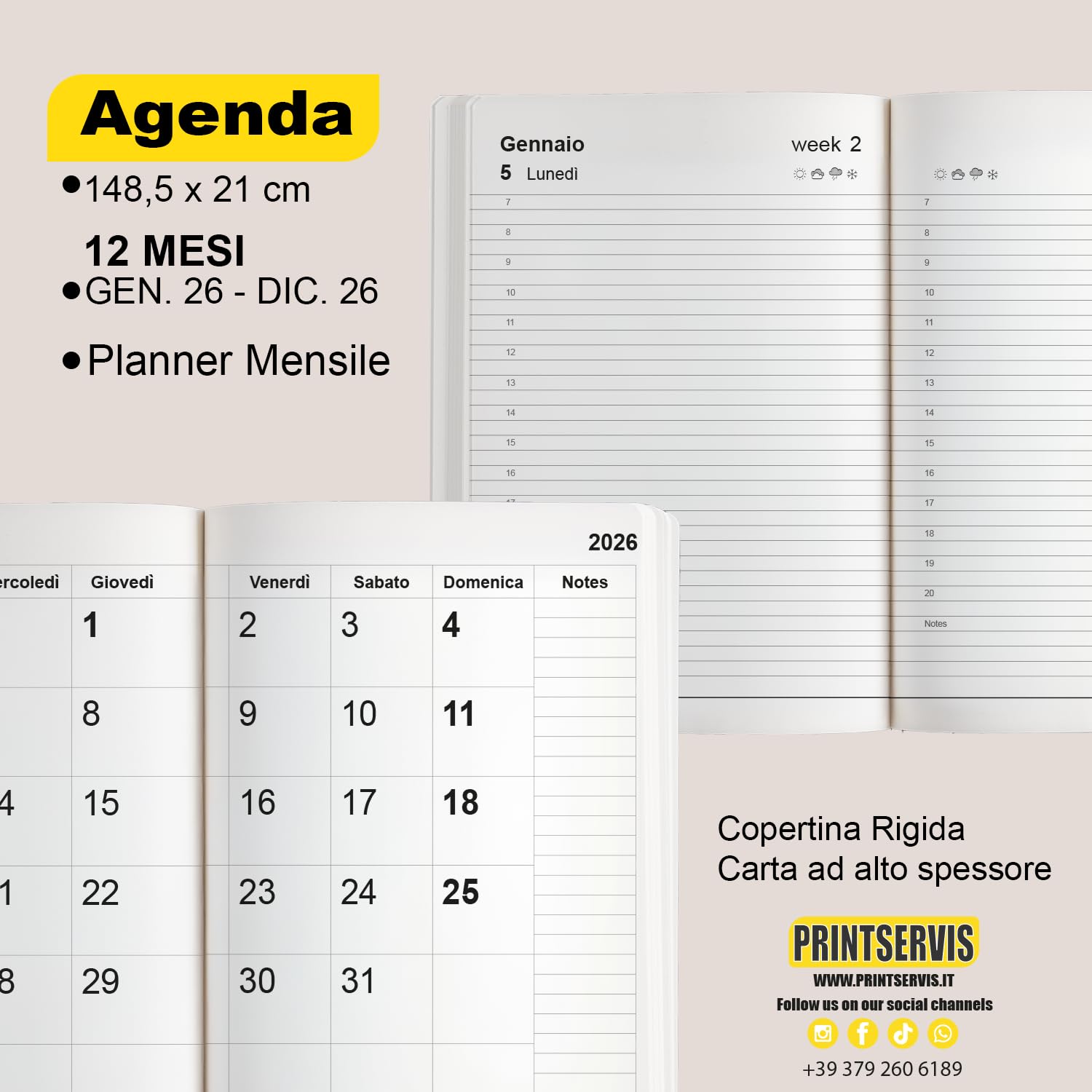 Agenda 2027 A5 copertina rigida con nome o logo — 2