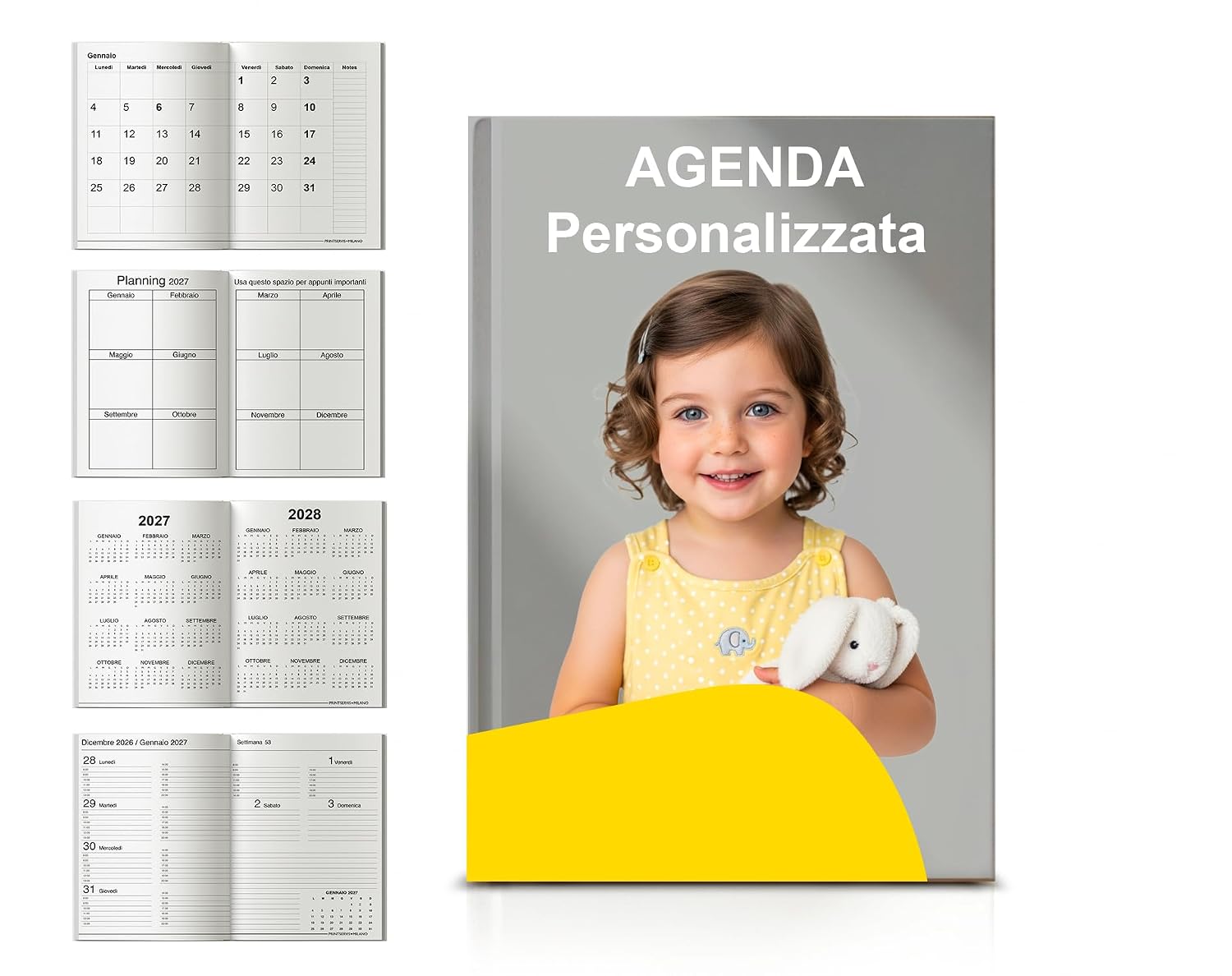 Agenda 2027 A5 personalizzata, interno classico con orari
