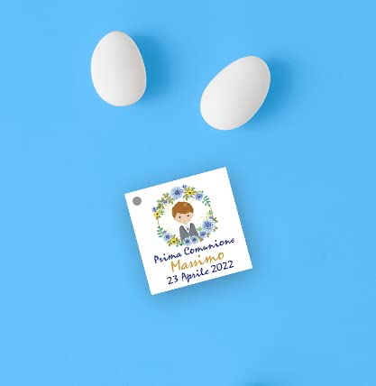 Bigliettini bomboniera prima comunione bimbo quadrati (60 pz) — 4