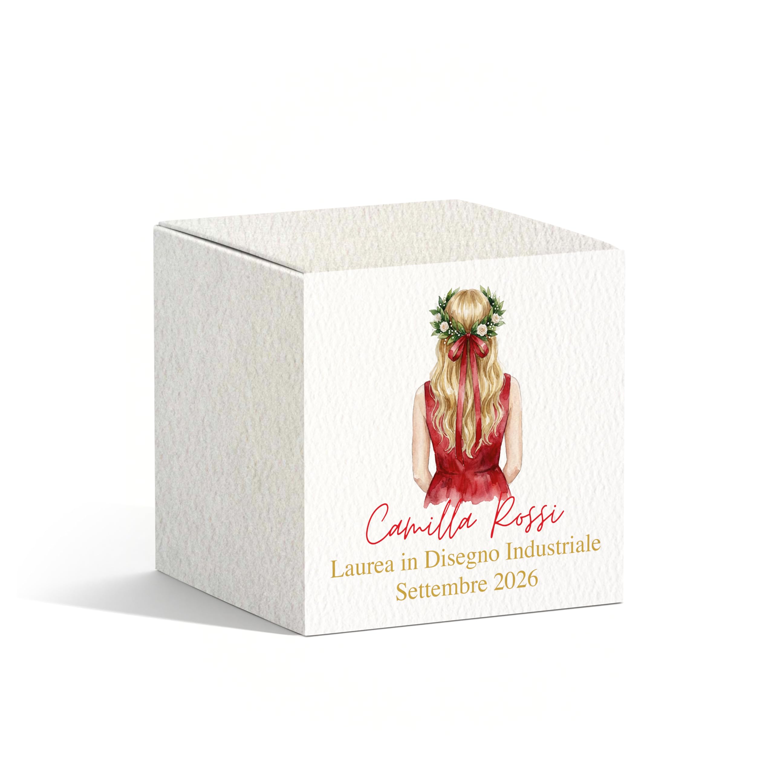 Bomboniera laurea a cubo con nome (20-40 pz)
