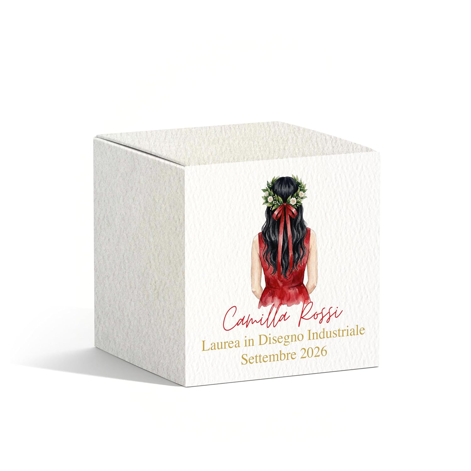 Bomboniera laurea a cubo con nome (40 pz)