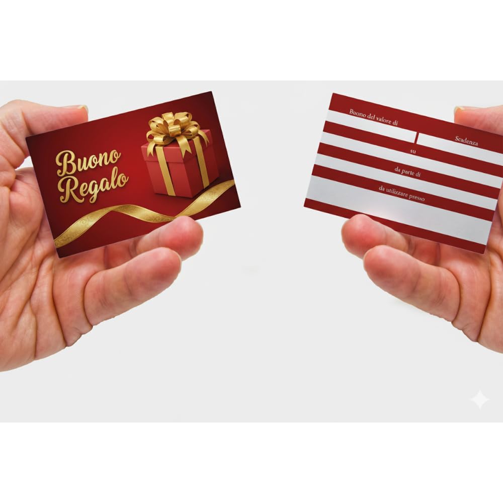 Buoni regalo 8x5 personalizzati, design elegante (50 pz)