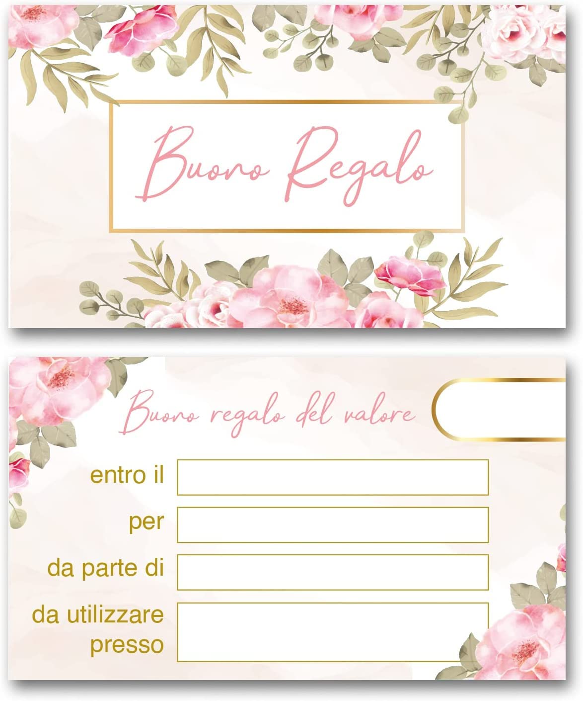 Buoni regalo gift card nero e oro
