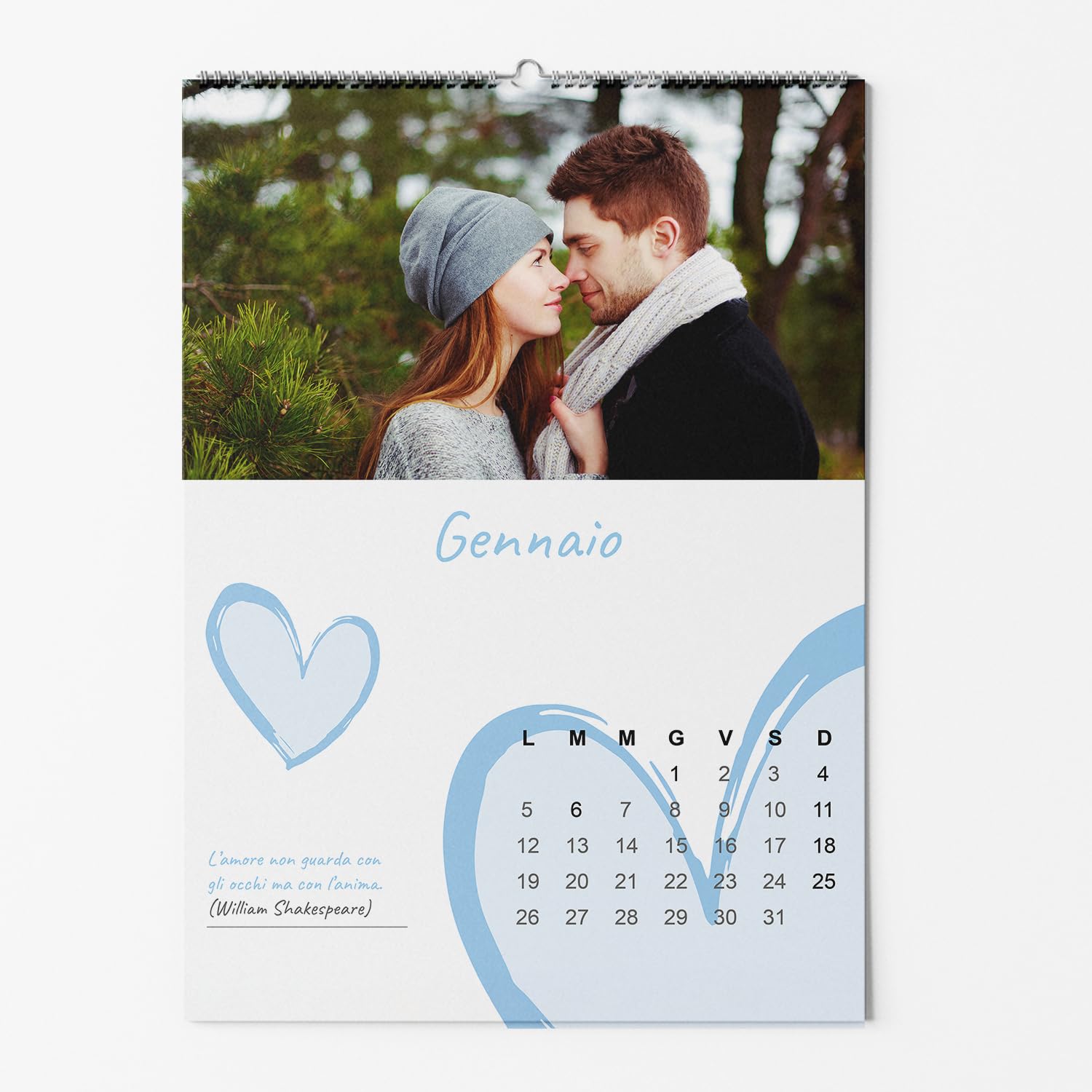 Calendario da parete 2027 A4 a spirale con 12 foto