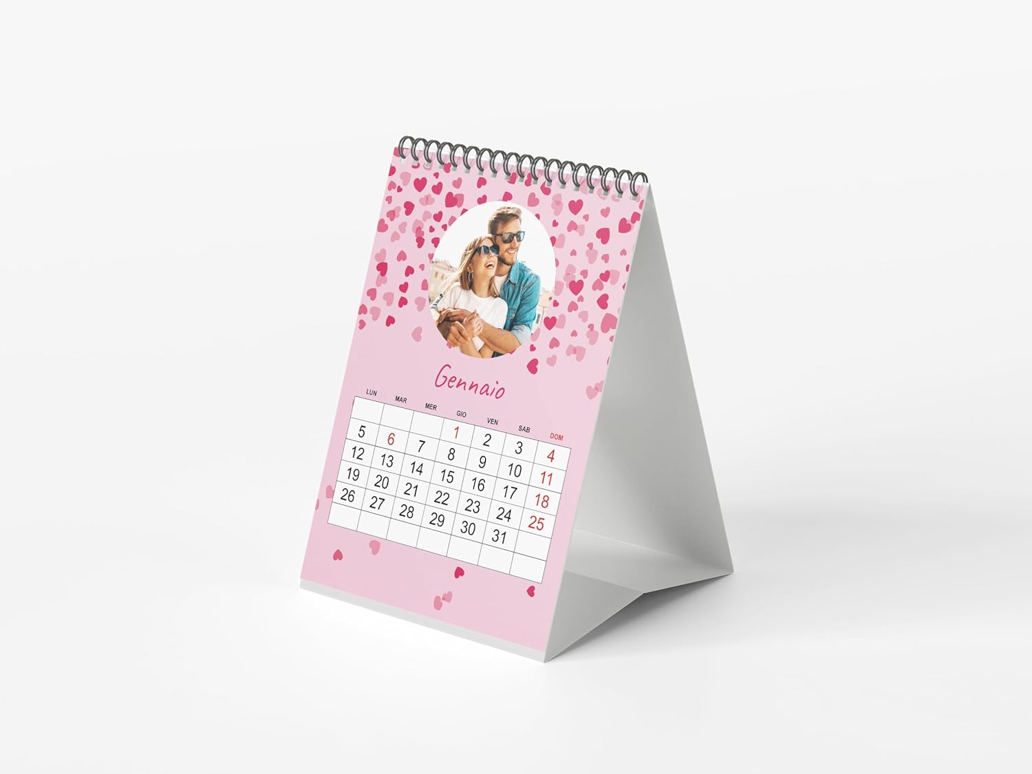 Calendario da tavolo 2027 a spirale 12x15, romantico