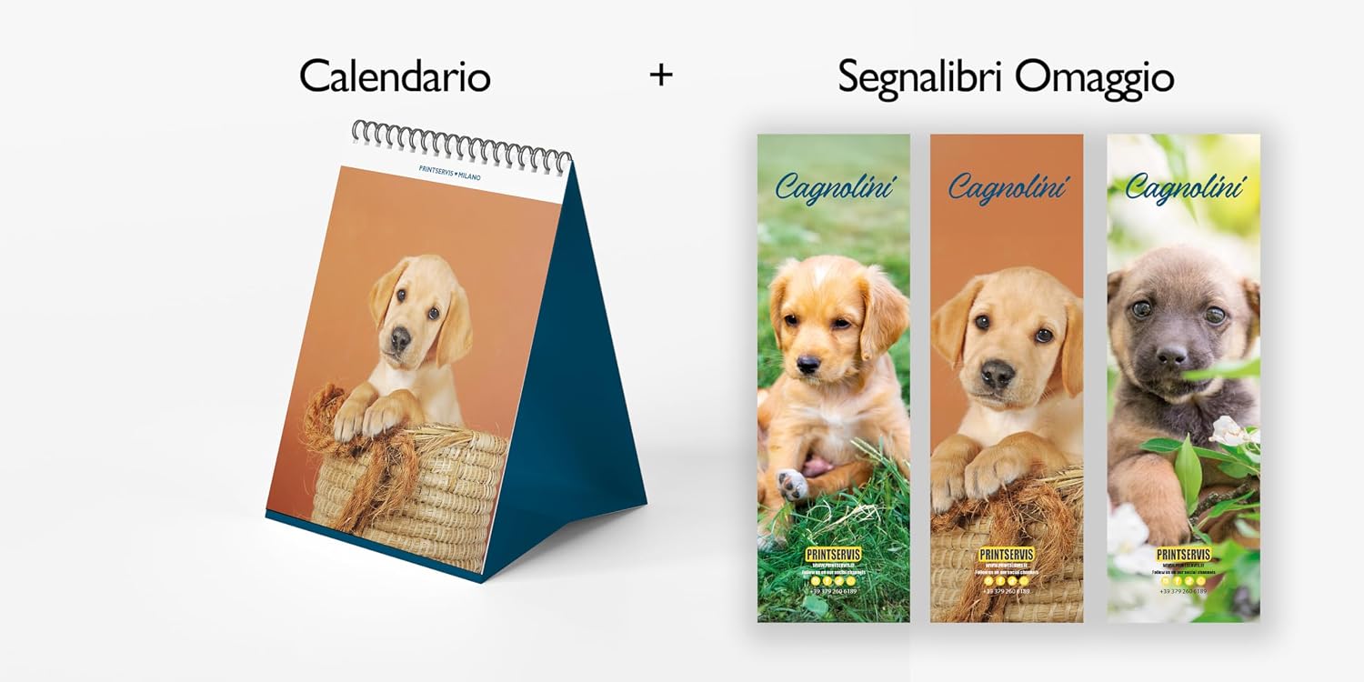 Calendario da tavolo 2027 a spirale 12x15, temi animali — 2