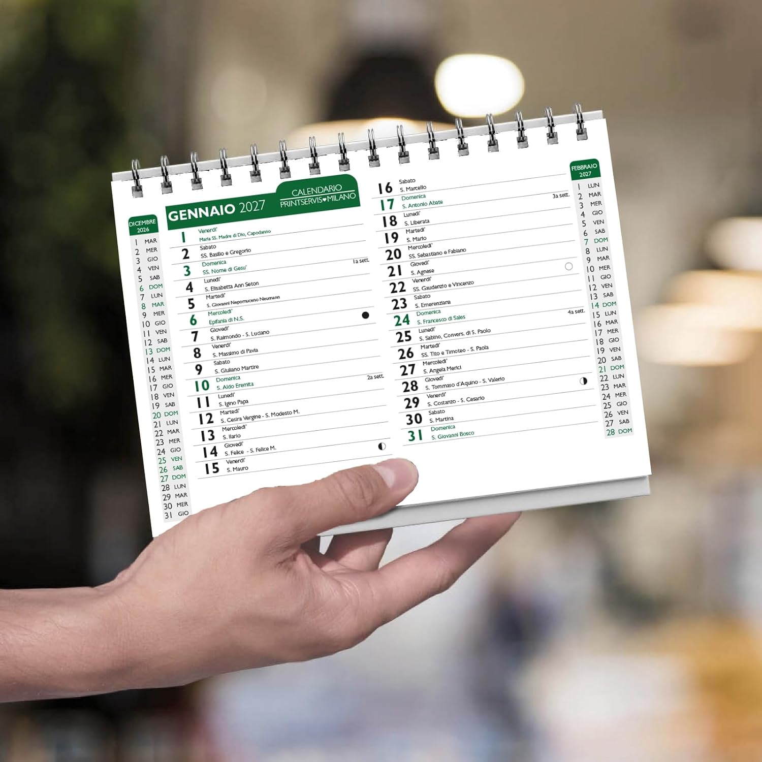 Calendario da tavolo 2027 A5 design artistico verde — 3