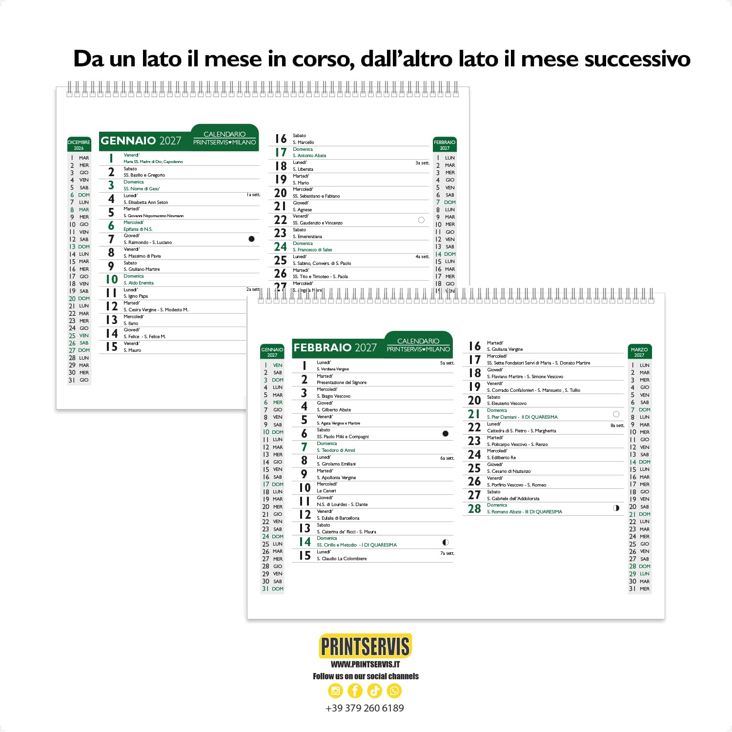 Calendario da tavolo 2027 A5 design artistico verde — 4