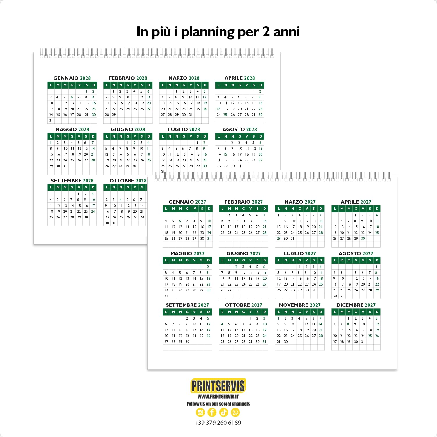 Calendario da tavolo 2027 A5 design artistico verde — 5