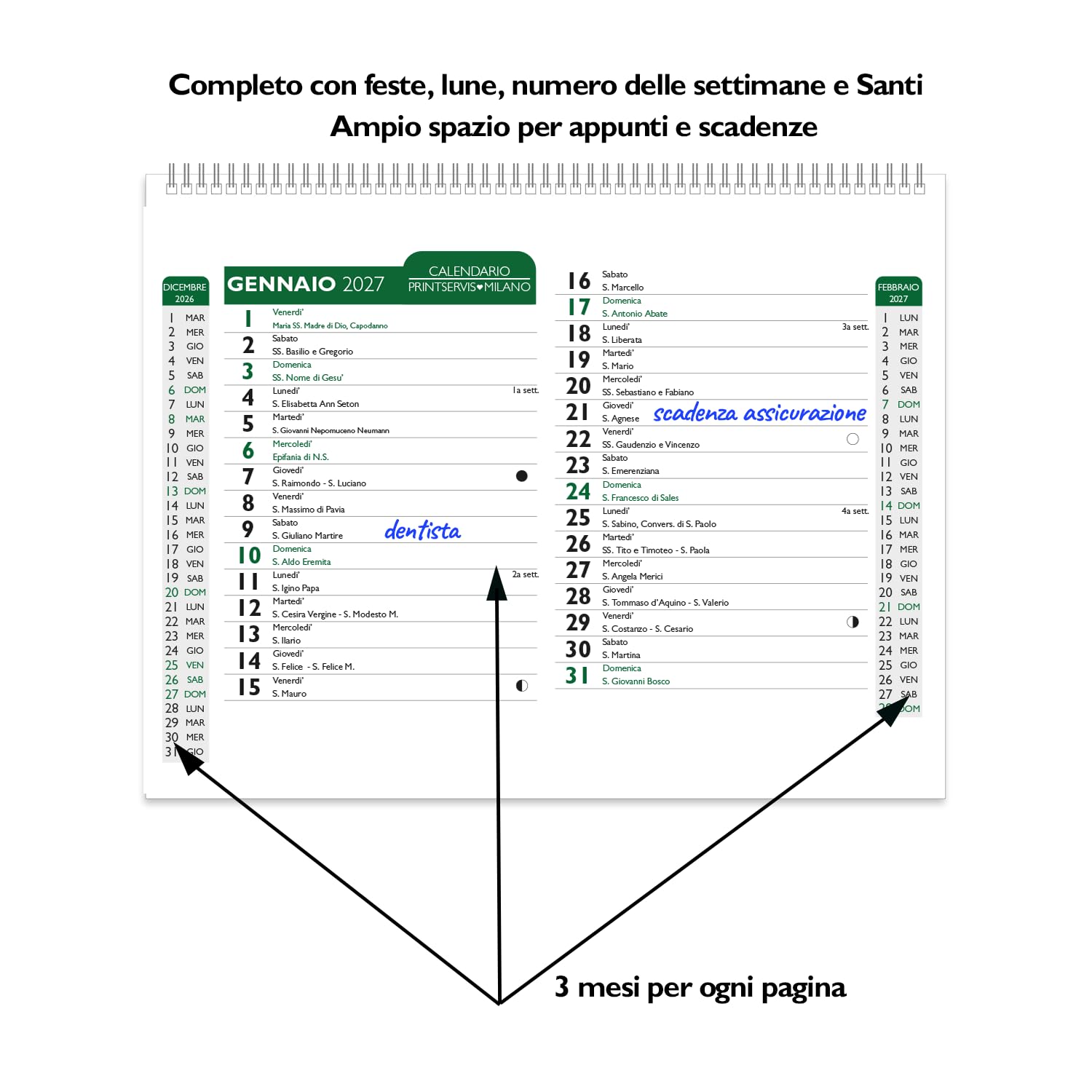Calendario da tavolo 2027 A5 design artistico verde — 6