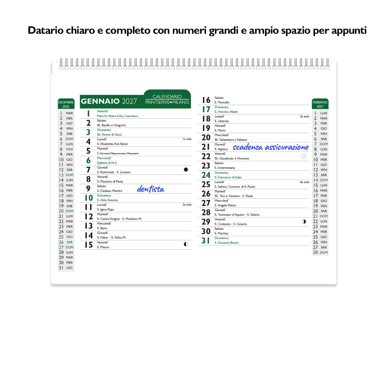 Calendario da tavolo 2027 A5 design artistico verde — 7