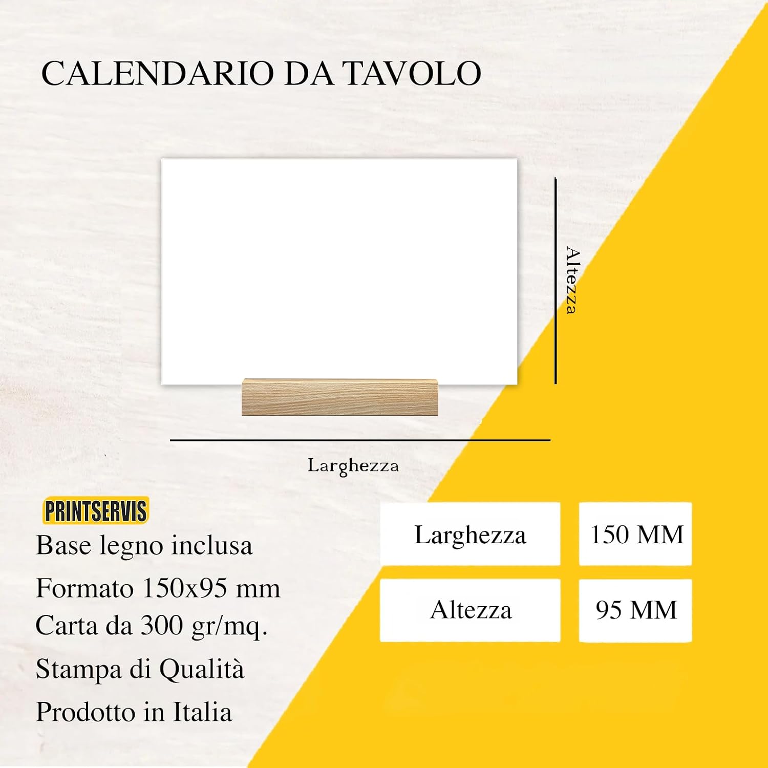 Calendario da tavolo 2027 base in legno 15x9,5, minimal — 3