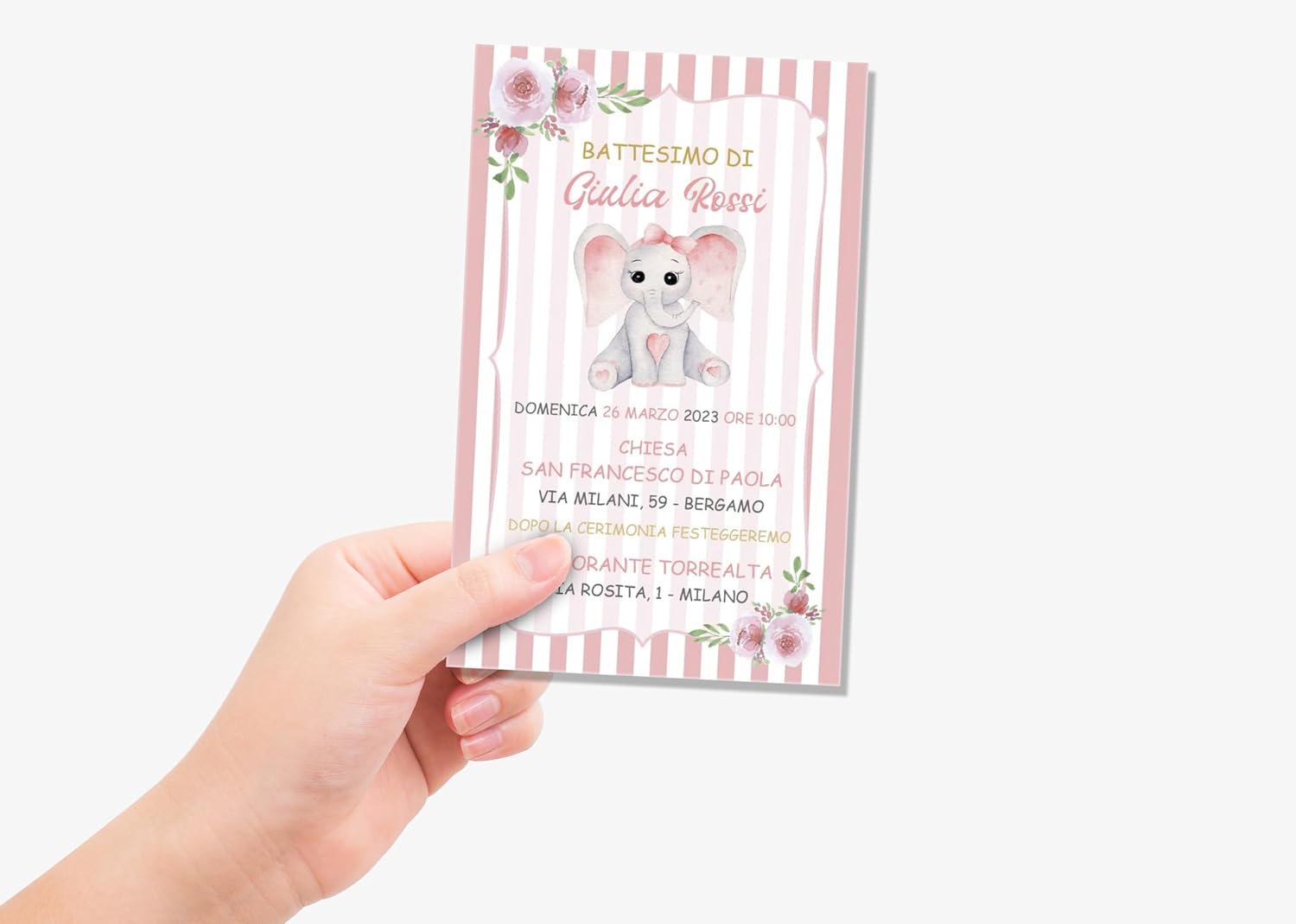 Inviti battesimo bimba con nome e data (20 pz) — 3