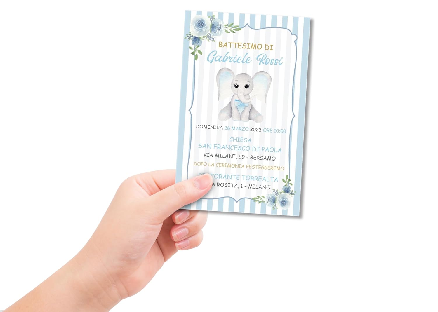 Inviti battesimo bimbo con nome e data (20 pz) — 3