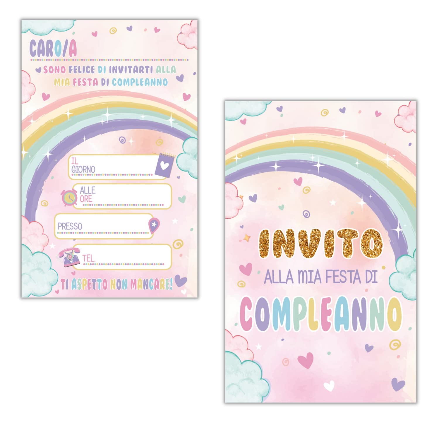 Inviti compleanno arcobaleno (20 pz) — 2