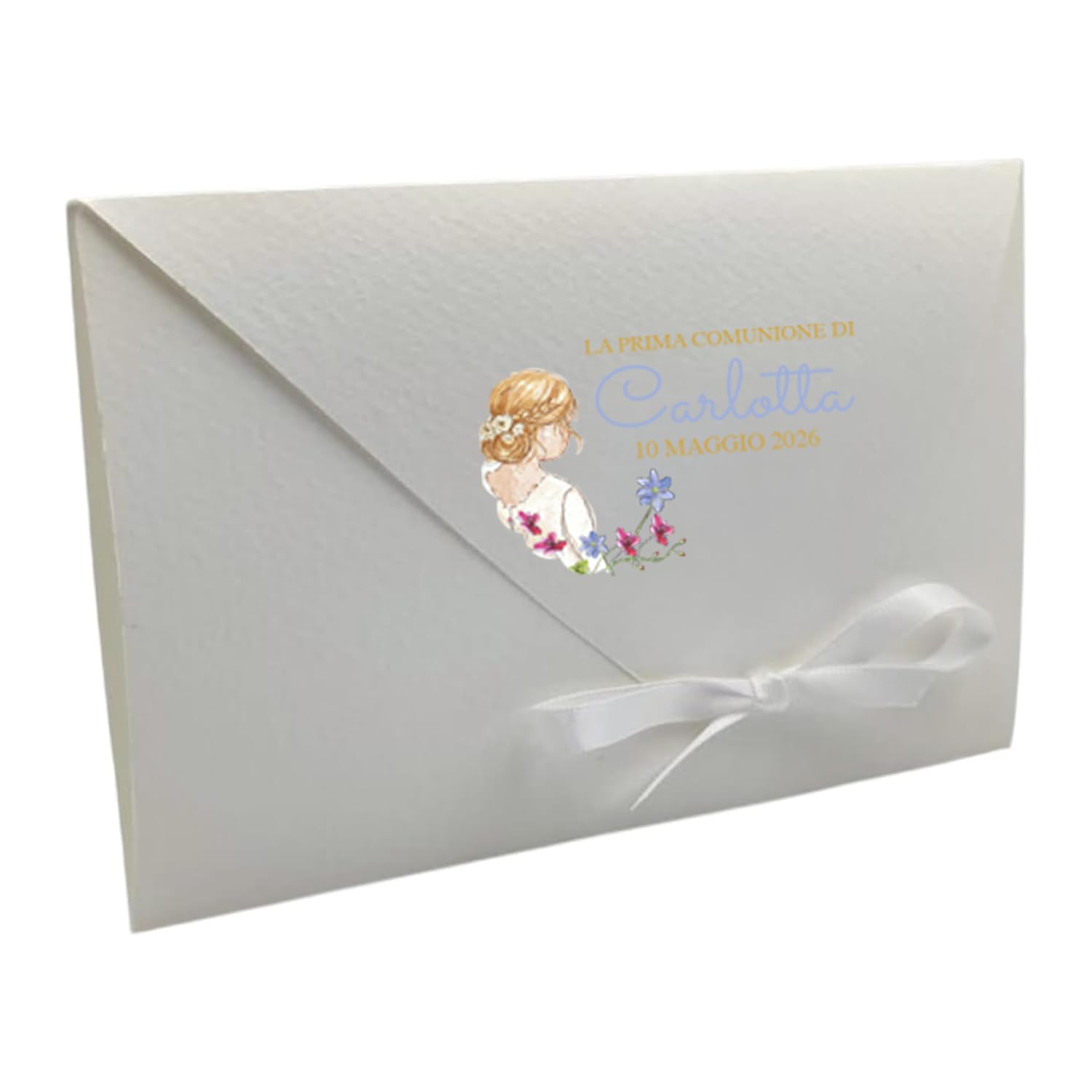 Inviti prima comunione bimba a busta, acquerello (15 pz) — 3