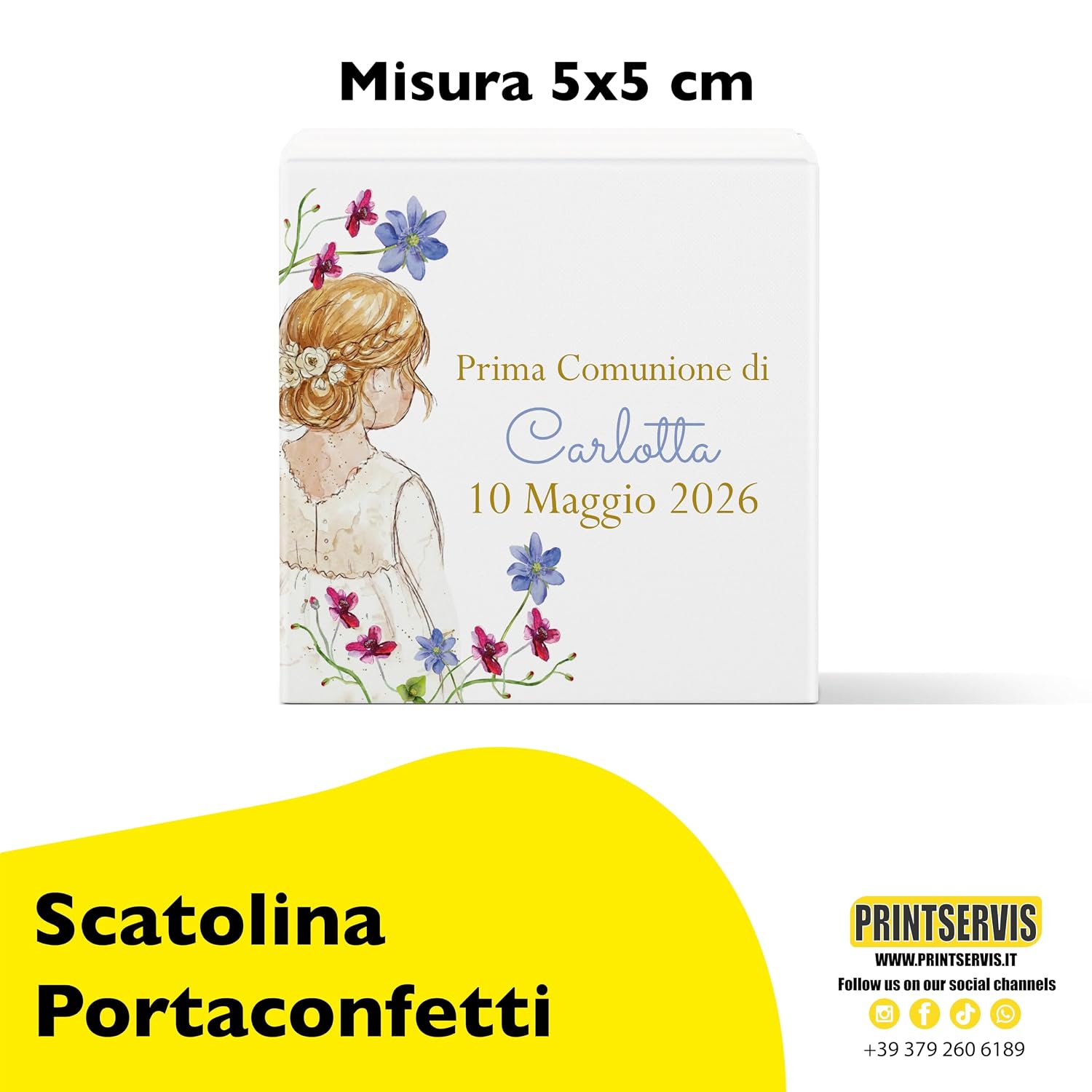 Inviti prima comunione bimba a busta, acquerello (15 pz) — 4