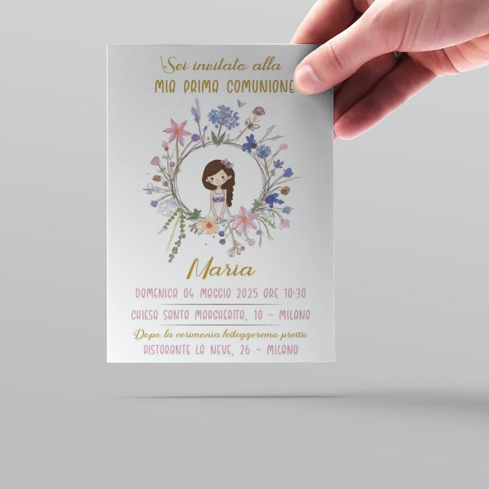 Inviti prima comunione bimba illustrati (20 pz) — 2