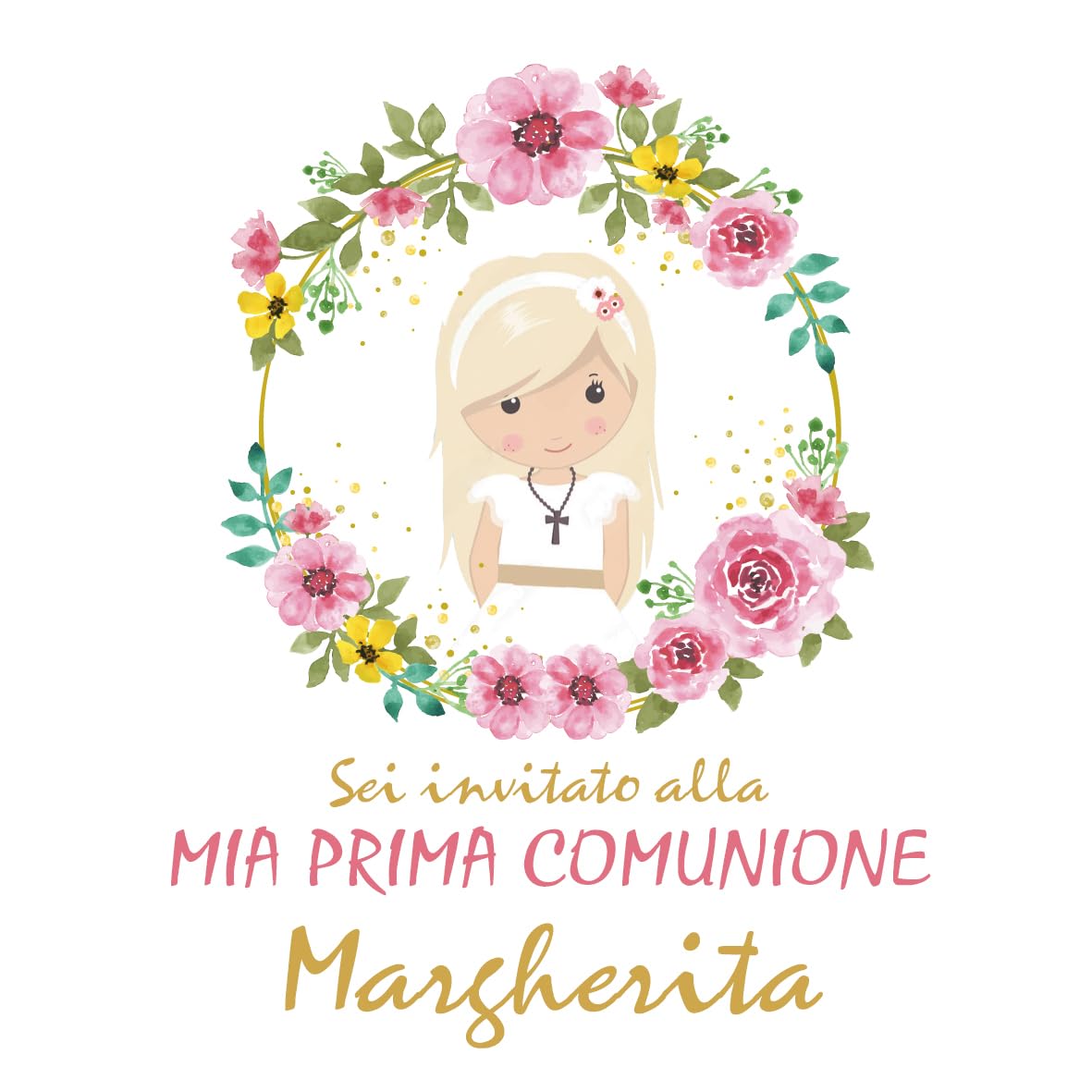 Inviti prima comunione bimba quadrati 100x100 (20 pz) — 3