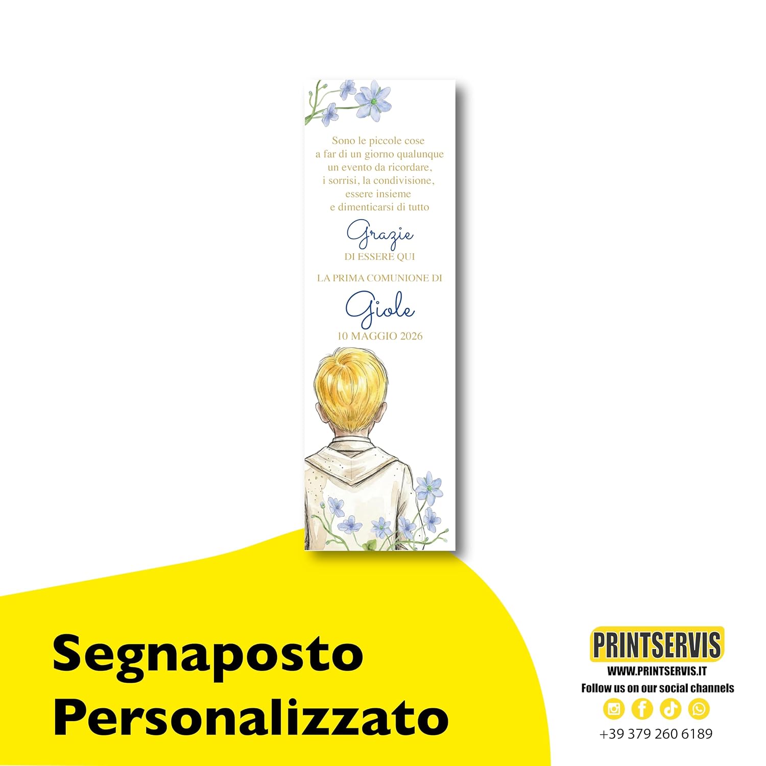 Inviti prima comunione bimbo a busta, acquerello (15 pz) — 5