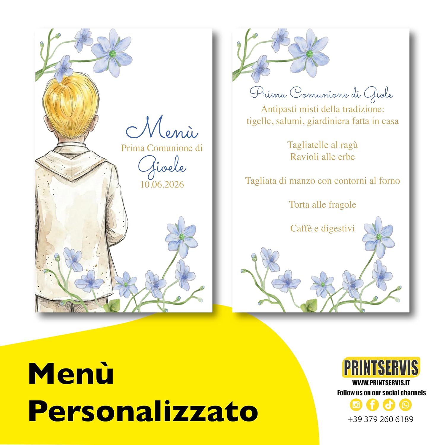 Inviti prima comunione bimbo a busta, acquerello (15 pz) — 6