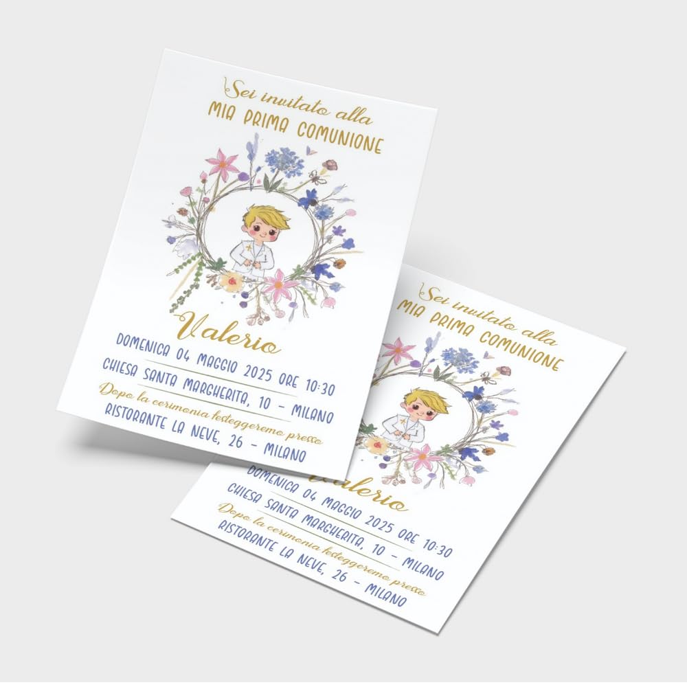 Inviti prima comunione bimbo illustrati (20 pz)