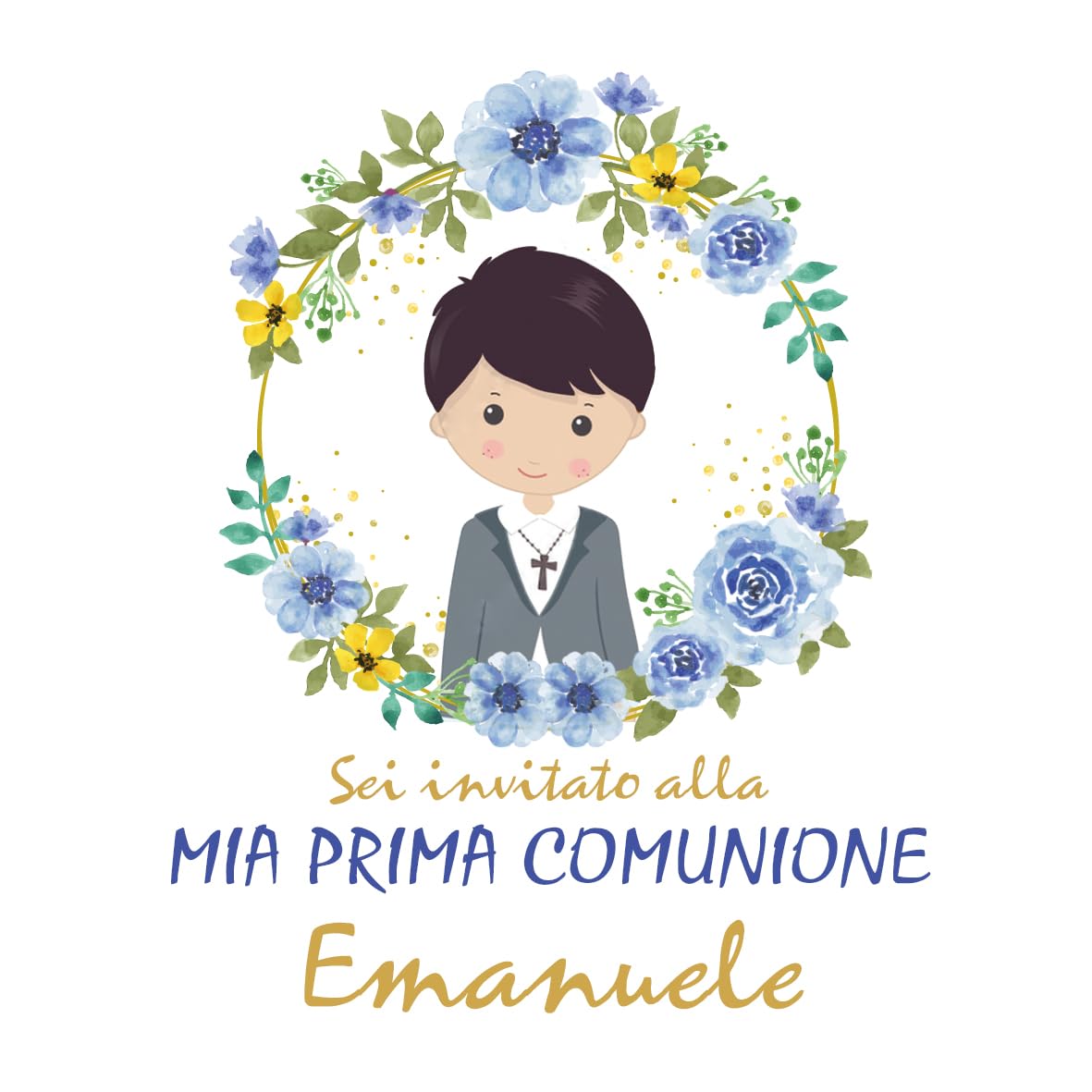 Inviti prima comunione bimbo quadrati 100x100 (20 pz) — 3