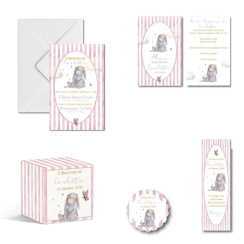 Coniglietto Righe Rosa
