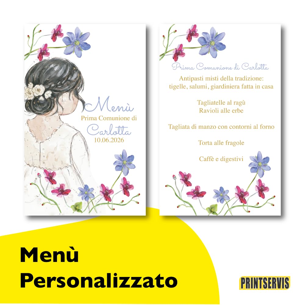 Kit prima comunione bimba completo: invito, adesivi, scatolina, menu — 5