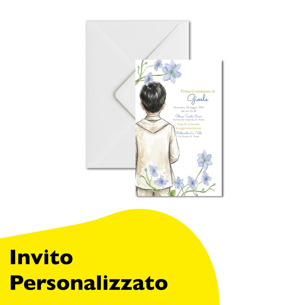 Kit prima comunione bimbo completo: invito, adesivi, scatolina, menu — 3
